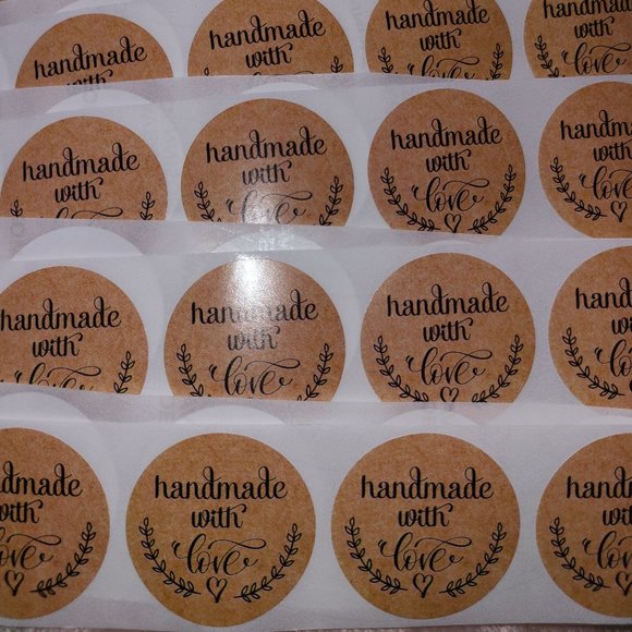 150 HANDMADE WITH LOVE Stickers 1.4" - Picture 2 of 7